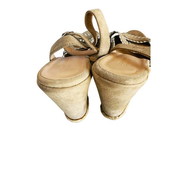 Comptoir des Cotonniers Suede Wedge Strappy Sandal Boho Beige Silver 7.5 Boho - Picture 9 of 9